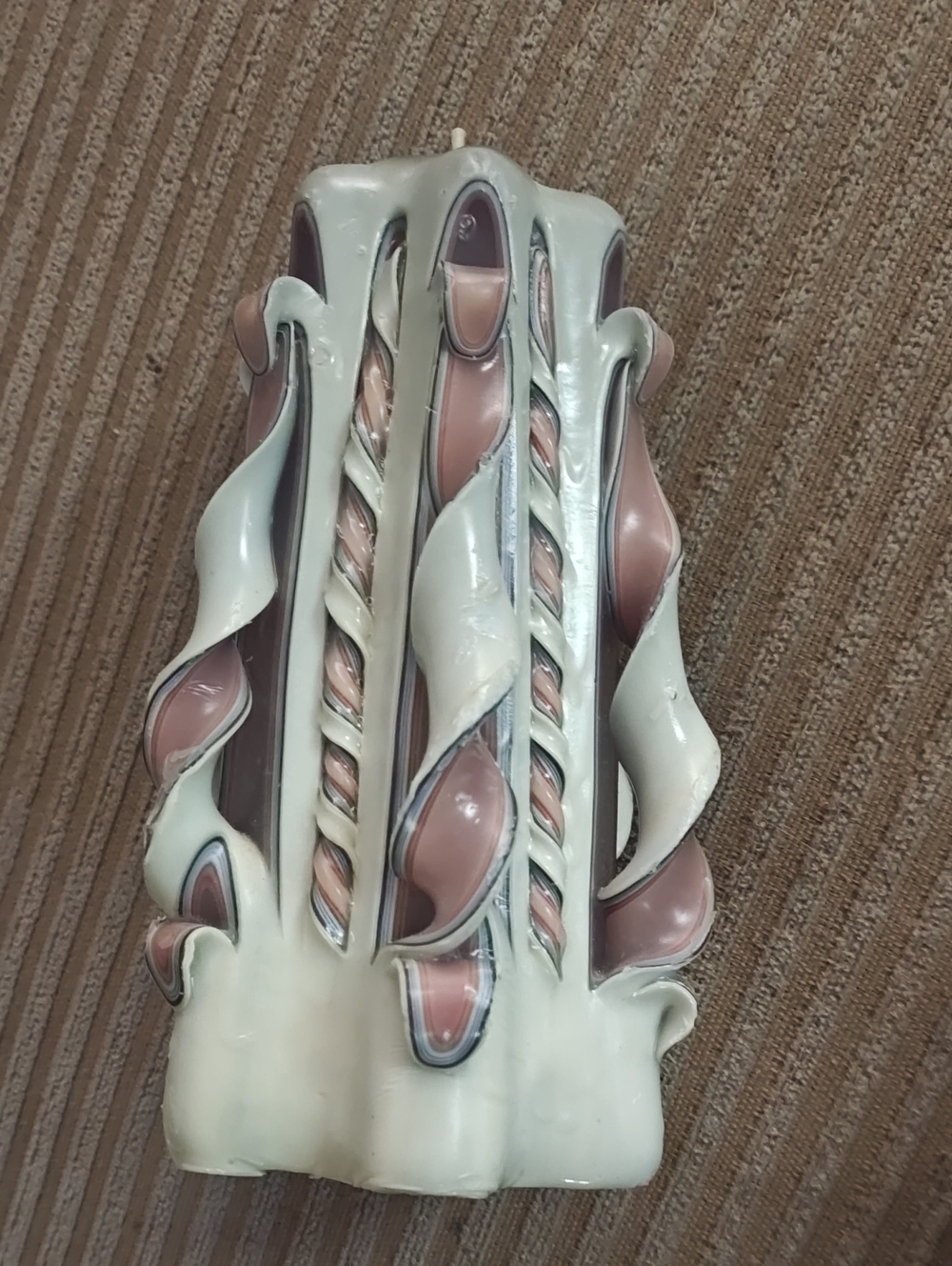 Hand-Carved Purple /Gray Decorative Carved Candle